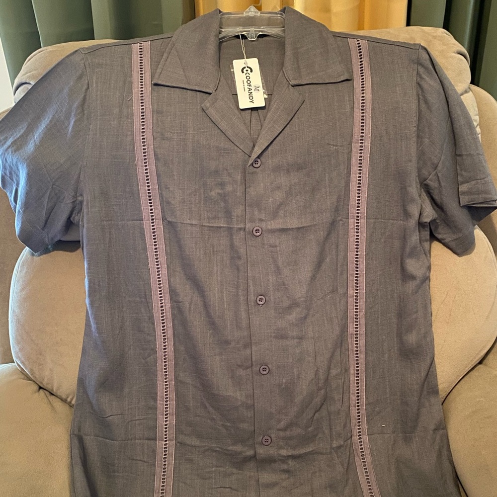 Elegant Charcoal Men's Casual Button Down Shirt COOFANDY